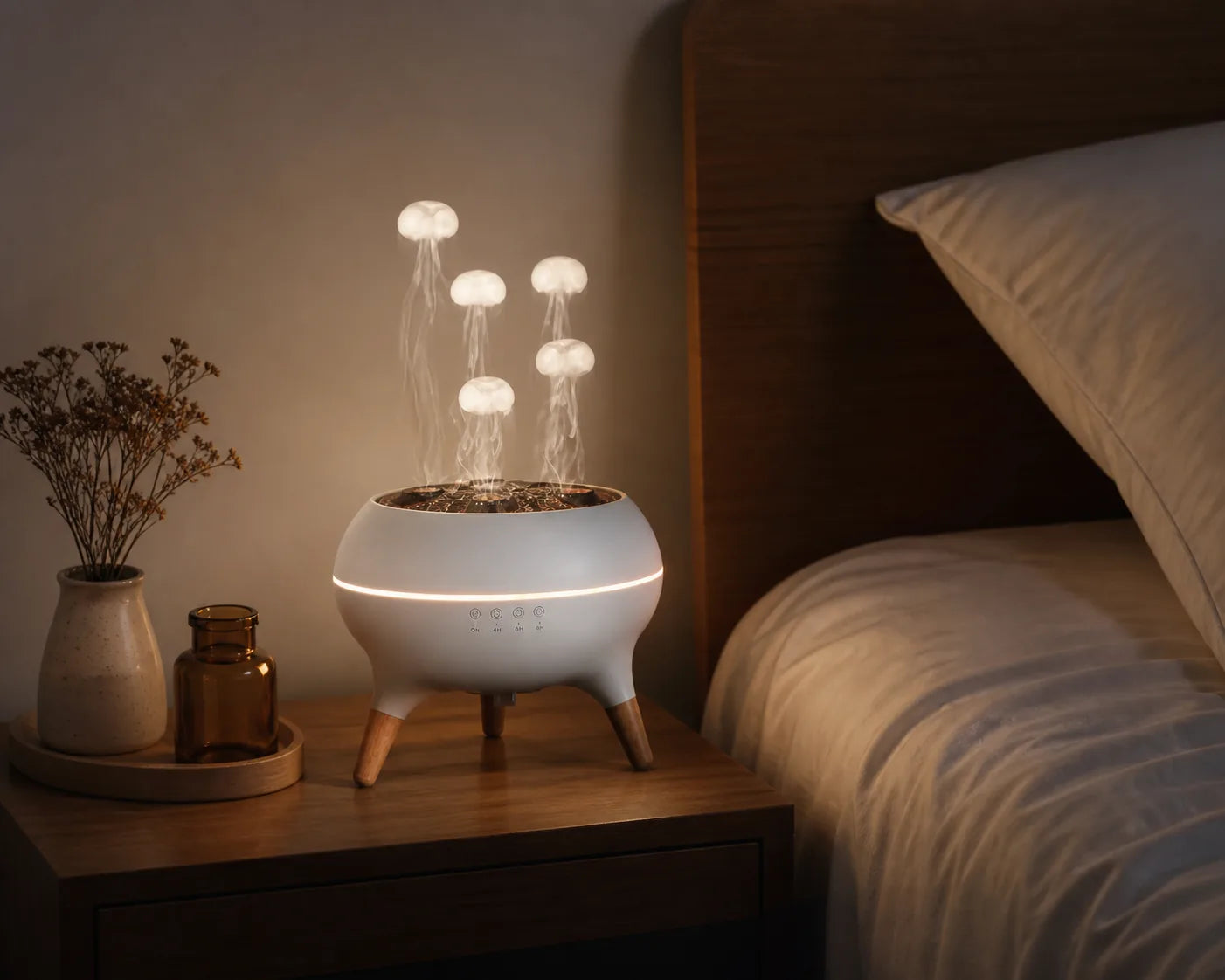 Warm JellyFuser on a bedside table